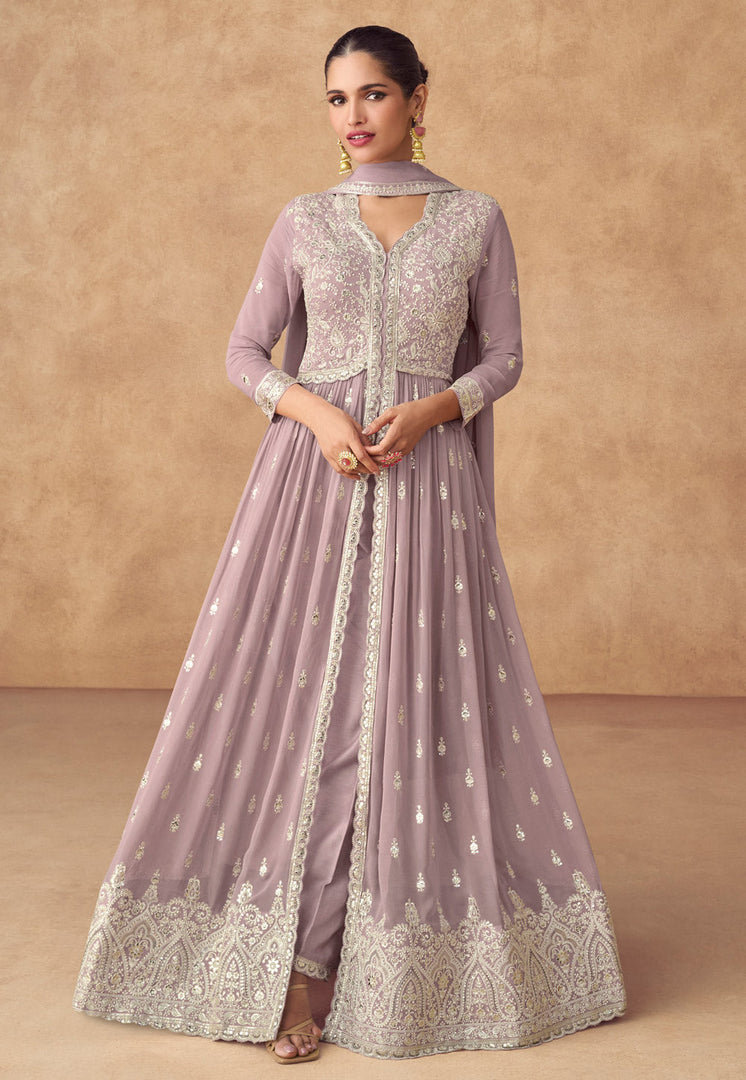 Lavender Georgette Long Anarkali Suit