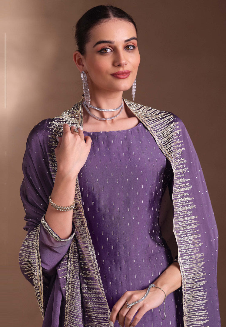 Lavender Georgette Pakistani Suit