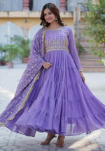 Load image into Gallery viewer, Lavender Georgette Readymade Anarkali Suit
