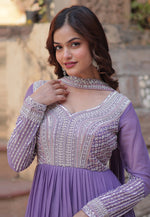 Load image into Gallery viewer, Lavender Georgette Readymade Anarkali Suit
