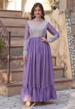 Load image into Gallery viewer, Lavender Georgette Readymade Anarkali Suit
