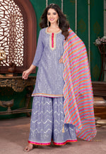 Load image into Gallery viewer, Lavender Georgette Readymade Gharara Suit
