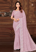 Load image into Gallery viewer, Lavender Georgette Saree With Blouse
