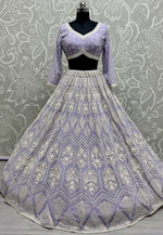 Load image into Gallery viewer, Lavender Georgette Wedding Lehenga Choli

