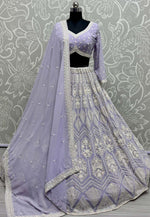 Load image into Gallery viewer, Lavender Georgette Wedding Lehenga Choli
