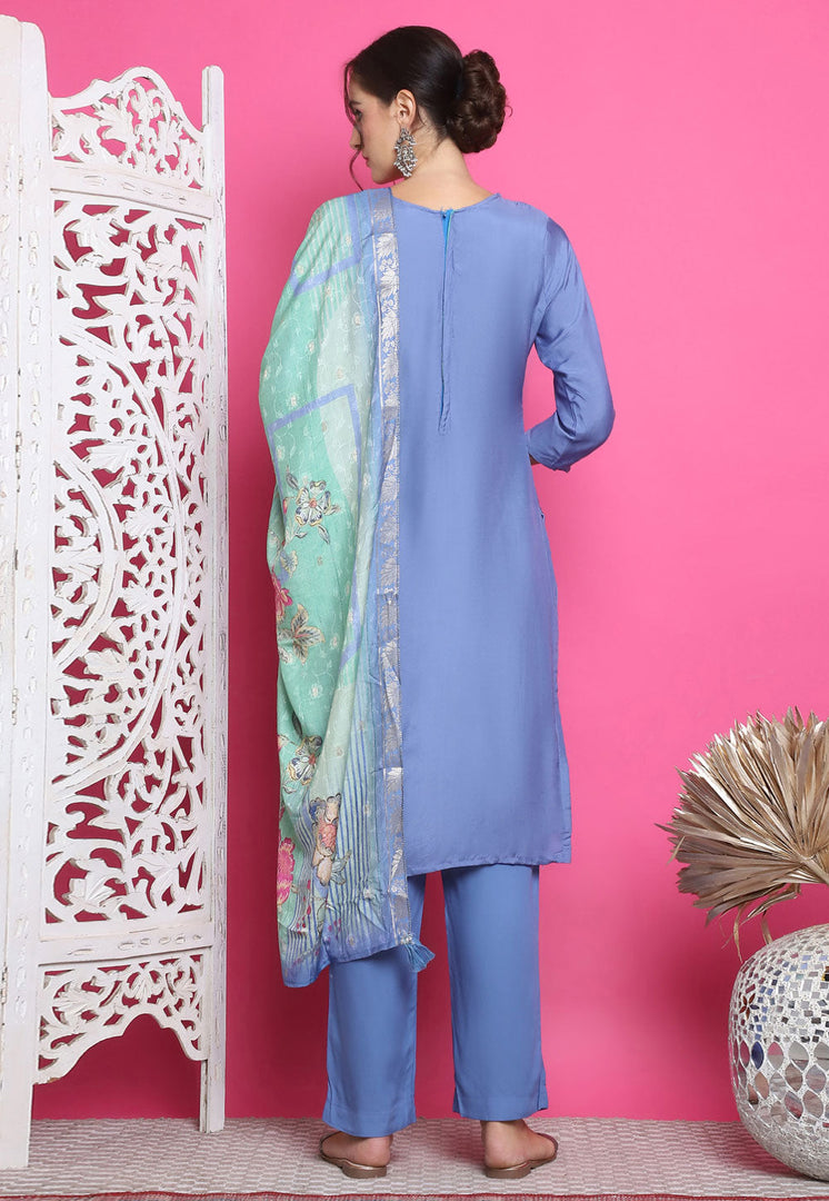 Lavender Muslin Pant Style Suit