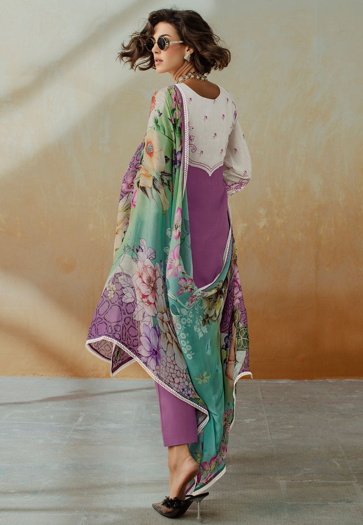 Lavender Muslin Straight Suit