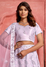 Load image into Gallery viewer, Lavender Net A Line Lehenga Choli
