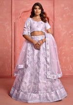 Load image into Gallery viewer, Lavender Net A Line Lehenga Choli
