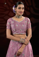 Load image into Gallery viewer, Lavender Net A Line Lehenga Choli
