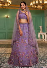 Load image into Gallery viewer, Lavender Net A Line Lehenga Choli
