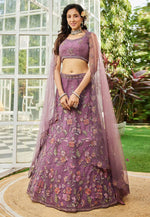 Load image into Gallery viewer, Lavender Net A Line Lehenga Choli
