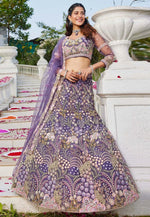 Load image into Gallery viewer, Lavender Net A Line Lehenga Choli
