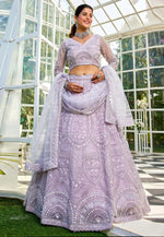 Load image into Gallery viewer, Lavender Net A Line Lehenga Choli

