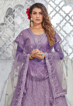 Load image into Gallery viewer, Lavender Net A Line Lehenga Choli
