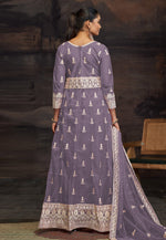 Load image into Gallery viewer, Lavender Net Embroidered Anarkali Suit

