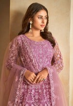 Load image into Gallery viewer, Lavender Net Embroidered Anarkali Suit
