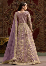Load image into Gallery viewer, Lavender Net Embroidered Long Anarkali Suit
