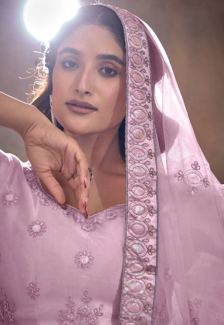 Lavender Net Lehenga Choli