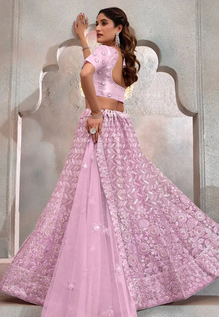 Lavender Net Lehenga Choli