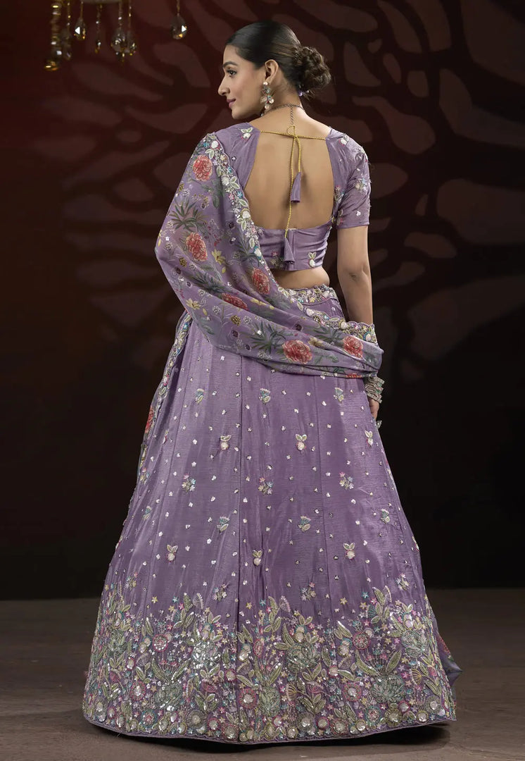 Lavender Net Lehenga Choli