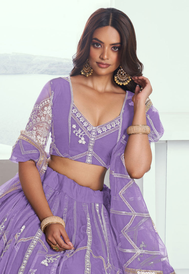 Lavender Net Lehenga Choli