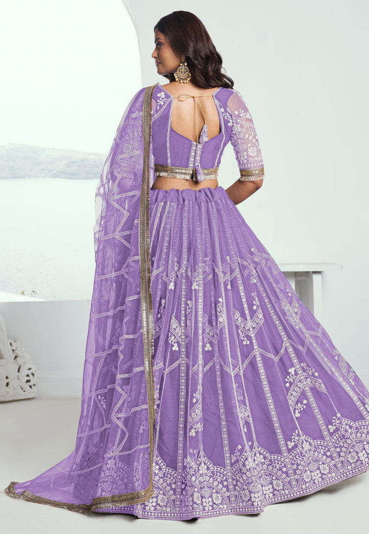 Lavender Net Lehenga Choli