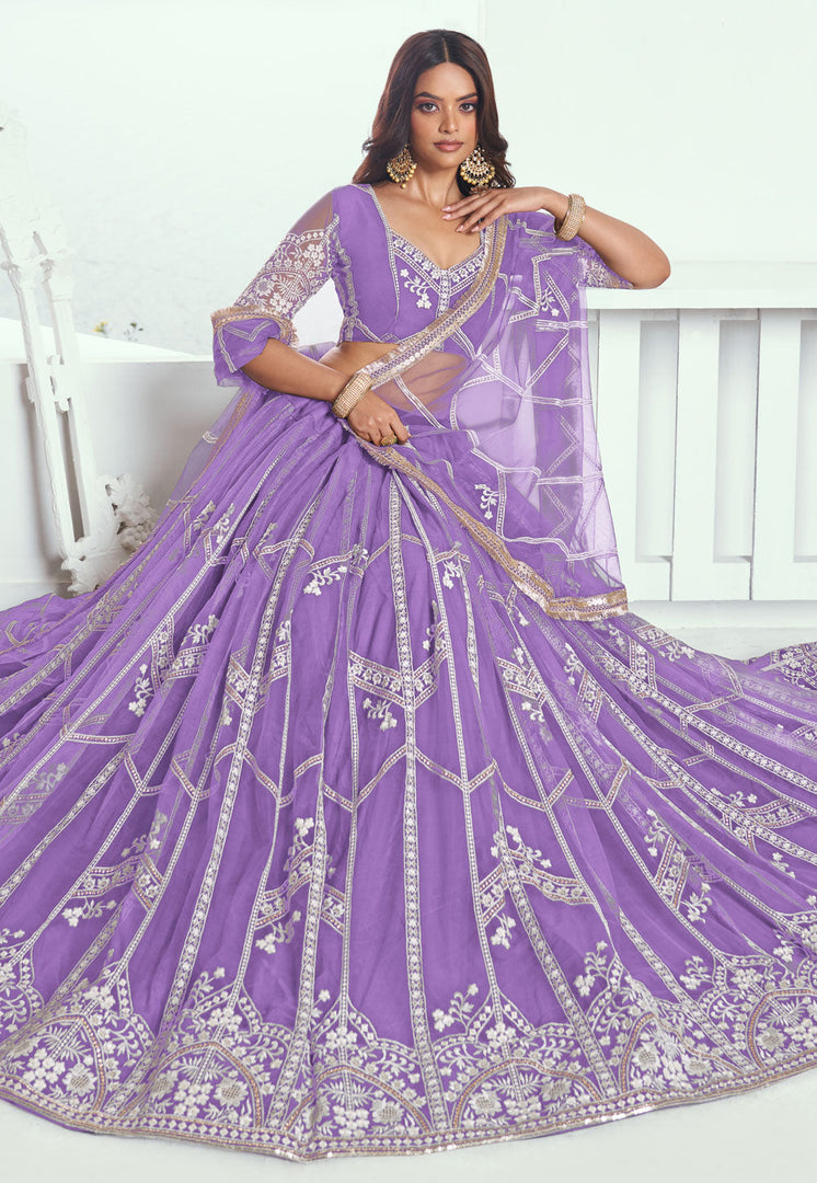 Lavender Net Lehenga Choli