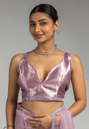 Lavender Net Saree With Blouse