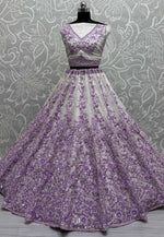 Load image into Gallery viewer, Lavender Net Wedding Lehenga Choli
