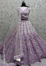 Load image into Gallery viewer, Lavender Net Wedding Lehenga Choli
