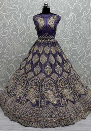 Lavender Net Wedding Lehenga Choli
