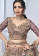 Load image into Gallery viewer, Lavender Net Wedding Lehenga Choli
