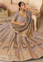 Load image into Gallery viewer, Lavender Net Wedding Lehenga Choli
