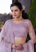 Load image into Gallery viewer, Lavender Organza A Line Lehenga Choli
