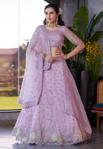 Load image into Gallery viewer, Lavender Organza A Line Lehenga Choli
