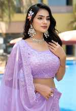 Load image into Gallery viewer, Lavender Organza Circular Lehenga Choli
