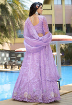 Load image into Gallery viewer, Lavender Organza Circular Lehenga Choli
