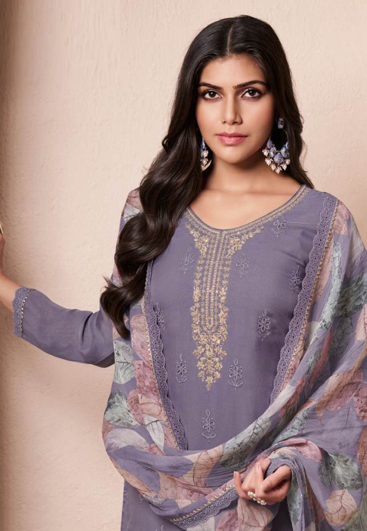 Lavender Organza Pakistani Suit
