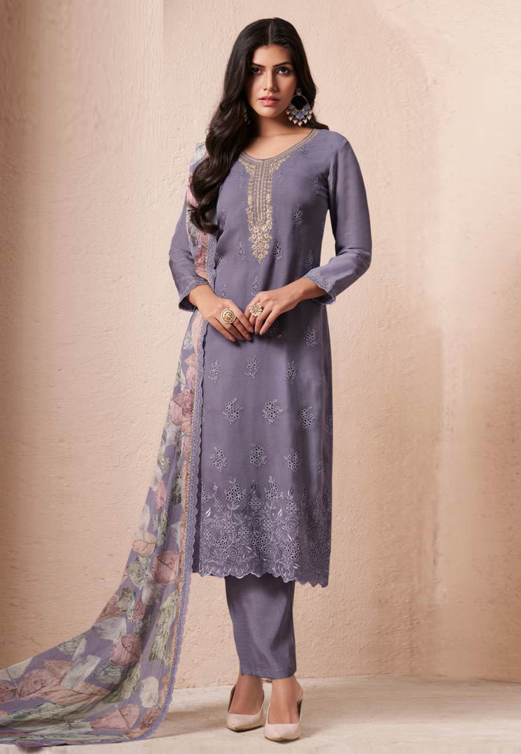 Lavender Organza Pakistani Suit