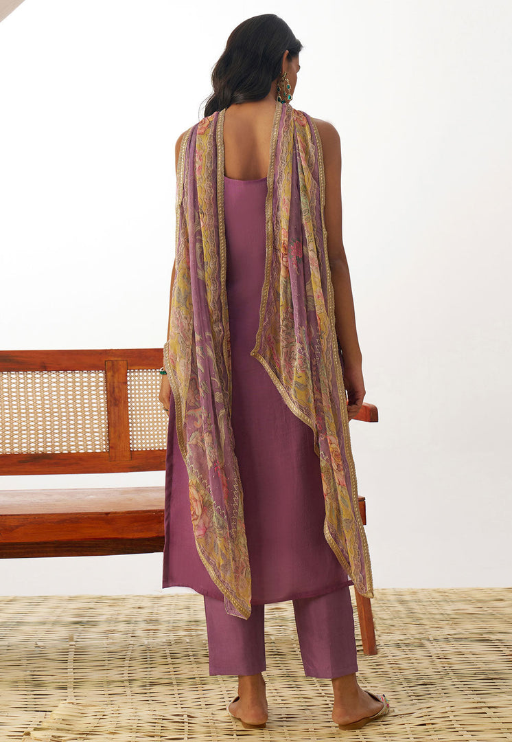 Lavender Organza Readymade Pakistani Suit