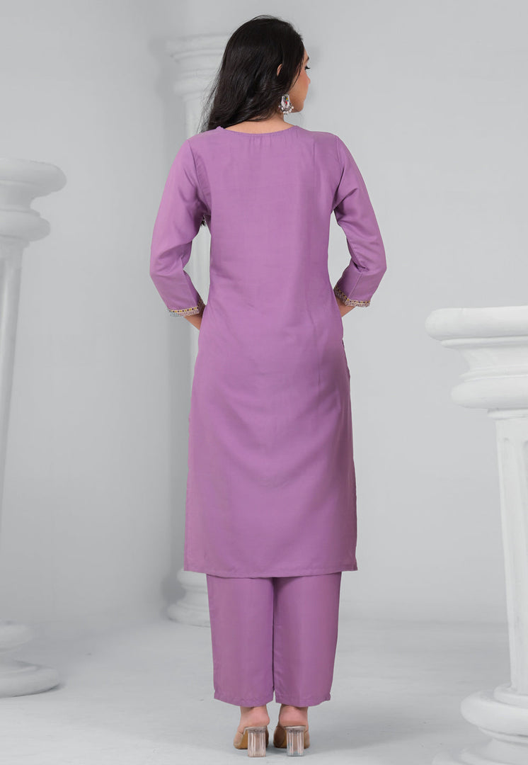 Lavender Rayon Readymade Pakistani Suit