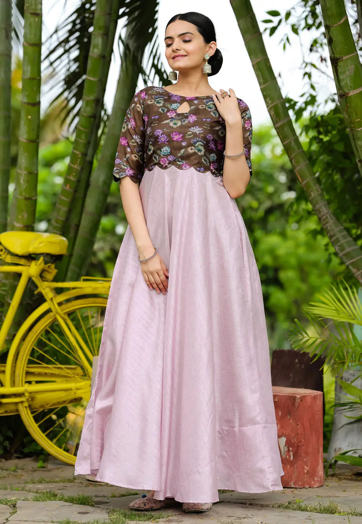 Lavender Satin Silk Gown
