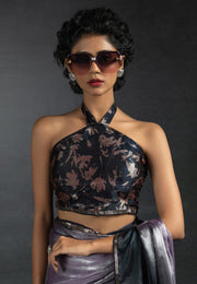 Lavender Satin Silk Saree With Blouse