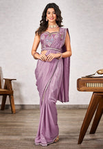 Load image into Gallery viewer, Lavender Shimmer Georgette Saree With Blouse
