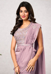Lavender Shimmer Georgette Saree With Blouse