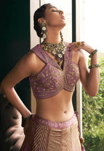 Load image into Gallery viewer, Lavender Silk A Line Lehenga Choli
