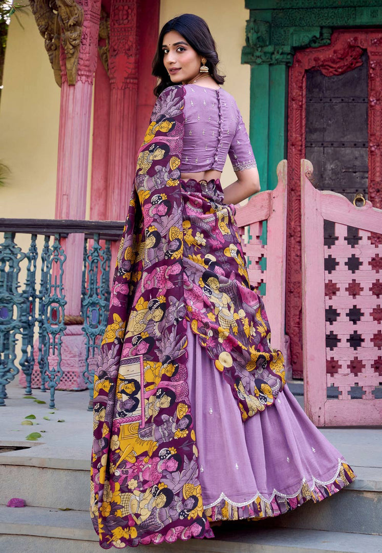 Lavender Silk Circular Lehenga Choli