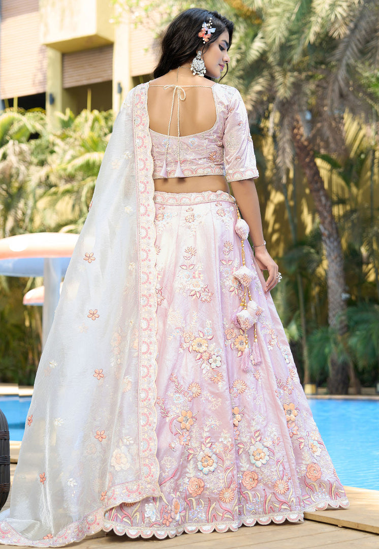 Lavender Silk Circular Lehenga Choli