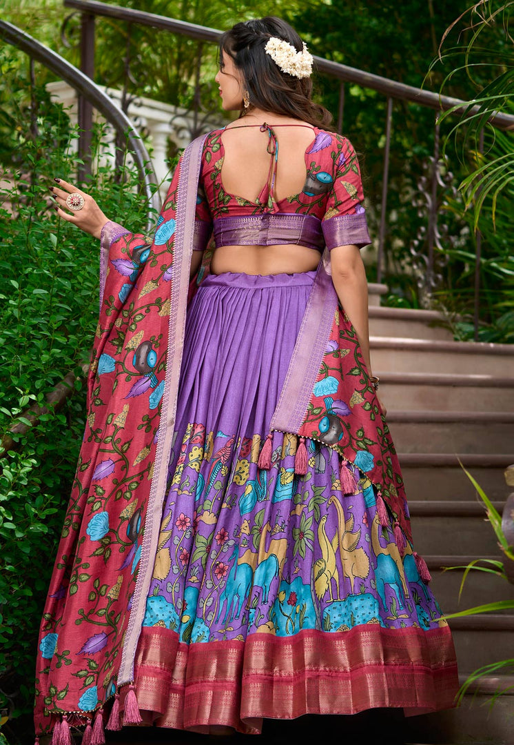 Lavender Silk Floral Lehenga choli